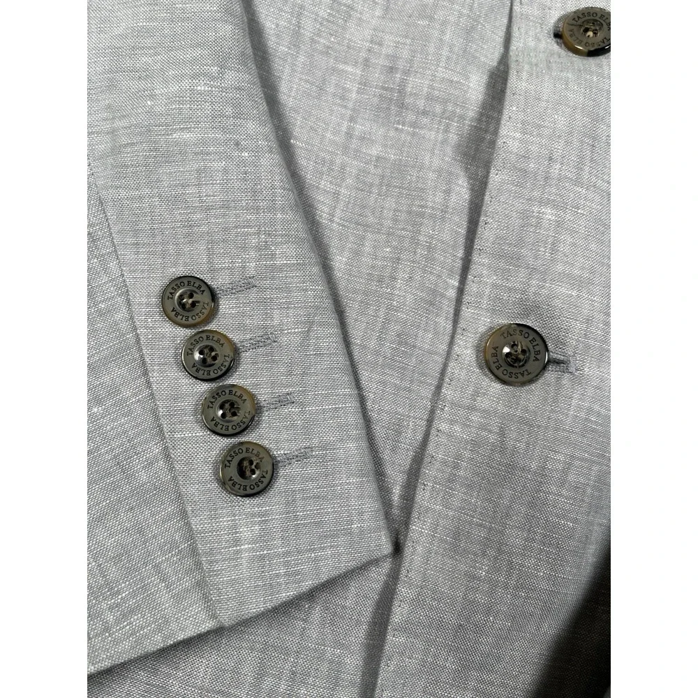 NWT-Tasso Elba Blazer Mens M Grey 100% Linen Sport Coat Jacket Island Summer